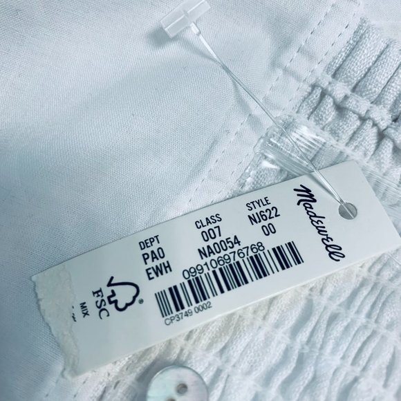 Madewell Gwen Supercrop Vest Tank Size 00 (XS) White Linen Elastic Back - Picture 5 of 7